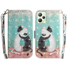 For OPPO Realme C35 3D Colored Horizontal Flip Leather Phone Case(Black White Cat) For OPPO Realme C35 3D Colored Horizontal Flip Leather Phone Case(Black White Cat)