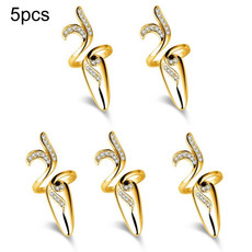 5pcs Diamond Nail Cap Jewelry Open Ring, Color: Gold Little Finger