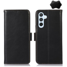For Samsung Galaxy M14 5G Crazy Horse Top Layer Cowhide Leather Phone Case(Black)