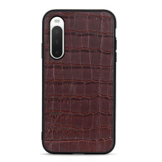 For Sony Xperia 10 V Crocodile Texture Genuine Leather Phone Case(Brown)