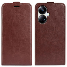 For Realme 10 Pro+ R64 Texture Single Vertical Flip Leather Phone Case(Brown)