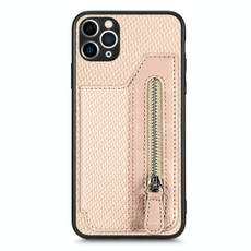 For iPhone 11 Pro Carbon Fiber Horizontal Flip Zipper Wallet Phone Case(Khaki) For iPhone 11 Pro Carbon Fiber Horizontal Flip Zipper Wallet Phone Case(Khaki)