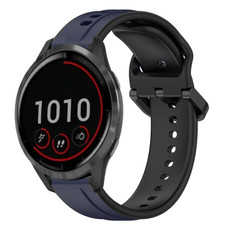 For Garmin Vivoactive4 22mm Convex Loop Two-Color Silicone Watch Band(Midnight Blue+Black)
