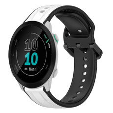 For Garmin Forerunner 55 20mm Convex Loop Two-Color Silicone Watch Band(White+Black)
