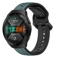 For Huawei Watch GT 2E 22mm Convex Loop Two-Color Silicone Watch Band(Olive Green + Black)