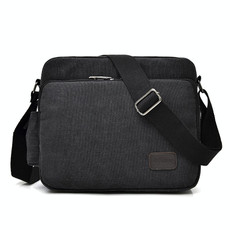 RuYiHuang Men Vintage Canvas Versatile Single-Shoulder Bag(Black)