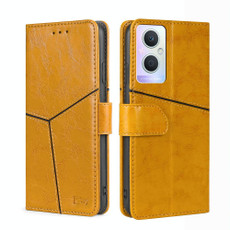 For OPPO A96 5G Geometric Stitching Horizontal Flip Leather Phone Case(Yellow)