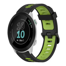 For Garmin Forerunner 55 20mm Vertical Pattern Two-Color Silicone Watch Band(Black+Green) For Garmin Forerunner 55 20mm Vertical Pattern Two-Color Silicone Watch Band(Black+Green)