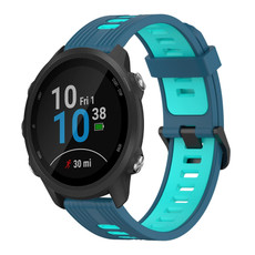 For Garmin Forerunner 245 20mm Vertical Pattern Two-Color Silicone Watch Band(Blue+Water Duck)
