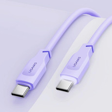 USAMS US-SJ567 Type-C/USB-C to Type-C/USB-C PD 100W Fast Charing Data Cable with Light, Length: 1.2m(Purple)