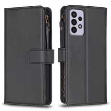 For Samsung Galaxy A33 9 Card Slots Zipper Wallet Leather Flip Phone Case(Black)