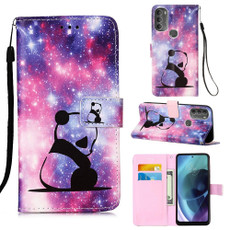 For Motorola Moto G71 5G Colored Drawing Plain Weave Leather Phone Case(Panda Baby) For Motorola Moto G71 5G Colored Drawing Plain Weave Leather Phone Case(Panda Baby)