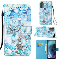 For Motorola Moto G71 5G Colored Drawing Plain Weave Leather Phone Case(Tower Butterfly)