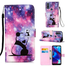 For Motorola Moto G Pure Colored Drawing Plain Weave Leather Phone Case(Panda Baby) For Motorola Moto G Pure Colored Drawing Plain Weave Leather Phone Case(Panda Baby)