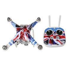 UK Flag Pattern 4D Imitation Carbon Fiber PVC Water Resistance Sticker Kit for DJI Phantom 3 Quadcopter & Remote Controller & Battery