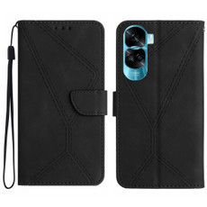 For Honor 90 Lite Stitching Embossed Leather Phone Case(Black)