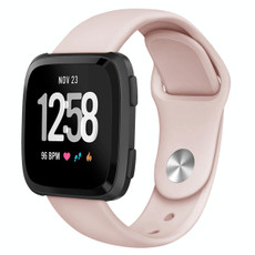 For Fitbit Versa 2 / Fitbit Versa / Fitbit Versa Lite Solid Color Silicone Watch Band, Size:L(Sand Pink)