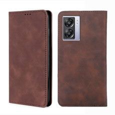 For OPPO A57 5G 2022/Realme Q5i Skin Feel Magnetic Horizontal Flip Leather Phone Case(Dark Brown)