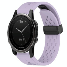 For Garmin Fenix 5S 20mm Folding Buckle Hole Silicone Watch Band(Purple)