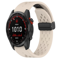 For Garmin Fenix 7S Solar 20mm Folding Buckle Hole Silicone Watch Band(Starlight Color)