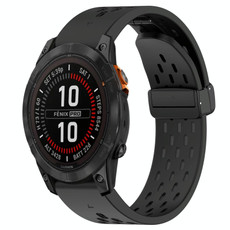 For Garmin Fenix 7S Pro 42mm 20mm Folding Buckle Hole Silicone Watch Band(Black) For Garmin Fenix 7S Pro 42mm 20mm Folding Buckle Hole Silicone Watch Band(Black)