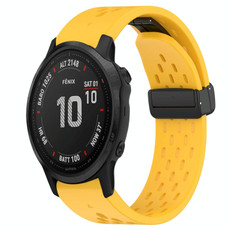 For Garmin Fenix 6S 20mm Folding Buckle Hole Silicone Watch Band(Yellow)