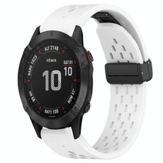 For Garmin Fenix 6 Sapphire GPS 22mm Folding Buckle Hole Silicone Watch Band(White)