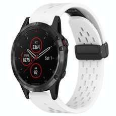 For Garmin Fenix 5 22mm Folding Buckle Hole Silicone Watch Band(White)
