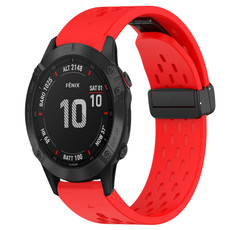 For Garmin Fenix 6 Sapphire GPS 22mm Folding Buckle Hole Silicone Watch Band(Red)