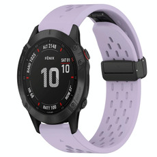 For Garmin Fenix 6 Pro GPS 22mm Folding Buckle Hole Silicone Watch Band(Purple)