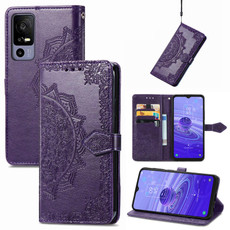 For TCL 40R Mandala Flower Embossed Leather Phone Case(Purple)