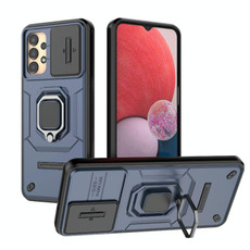 For Samsung Galaxy A13 4G Sliding Camshield TPU + PC Shockproof Phone Case with Holder(Blue)