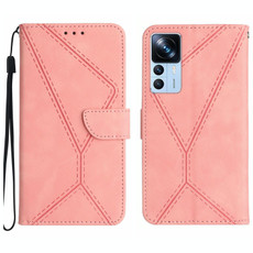 For Xiaomi 12T / 12T Pro Stitching Embossed Leather Phone Case(Pink)