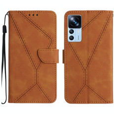 For Xiaomi 12T / 12T Pro Stitching Embossed Leather Phone Case(Brown)
