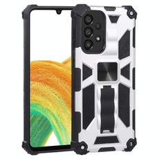For Samsung Galaxy A33 5G Shockproof TPU + PC Magnetic Protective Phone Case with Holder(Silver)
