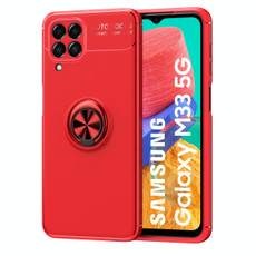 For Samsung Galaxy M33 5G India Metal Ring Holder TPU Phone Case(Red)