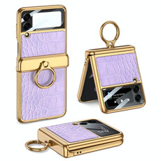 For Samsung Galaxy Z Flip3 5G GKK Integrated Plating + Leather Flip Phone Case(Crocodile Purple) For Samsung Galaxy Z Flip3 5G GKK Integrated Plating + Leather Flip Phone Case(Crocodile Purple)