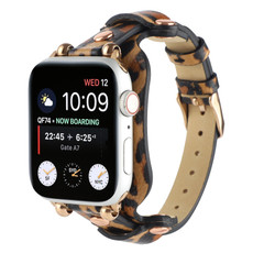 Bracelet Genuine Leather Watch Band For Apple Watch Series 9&8&7 41mm / SE 3&SE 2&6&SE&5&4 40mm / 3&2&1 38mm(Leopard Print)