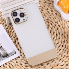 For iPhone 13 Pro TPU + Electroplated PC Phone Case (White)