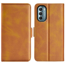 For Motorola Moto G 5G 2022 Dual-side Magnetic Buckle Leather Phone Case(Yellow)