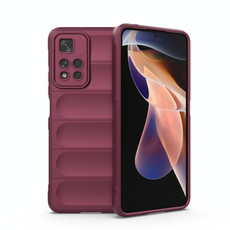 For Xiaomi Redmi Note 11 Pro 5G Chinese Magic Shield TPU + Flannel Phone Case(Wine Red)