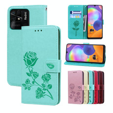 For Xiaomi Redmi 10C Rose Embossed Leather Phone Case(Green) For Xiaomi Redmi 10C Rose Embossed Leather Phone Case(Green)