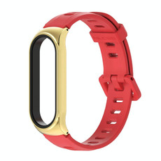 For Xiaomi Mi Band 6 / 5 / 4 / 3 Mijobs Flat Hole Silicone Watch Band, Style:CS Case(Red+Gold) For Xiaomi Mi Band 6 / 5 / 4 / 3 Mijobs Flat Hole Silicone Watch Band, Style:CS Case(Red+Gold)