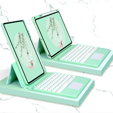 Bluetooth Keyboard Leather Case with Touchpad & Rotatable Bottom Case For iPad 10.2 2021 & 2020 & 2019 / Air 2019 / Pro 10.5 inch(Green)