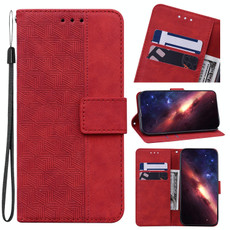 For Sony Xperia Ace III Geometric Embossed Leather Phone Case(Red) For Sony Xperia Ace III Geometric Embossed Leather Phone Case(Red)