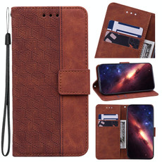 For Sony Xperia Ace III Geometric Embossed Leather Phone Case(Brown)