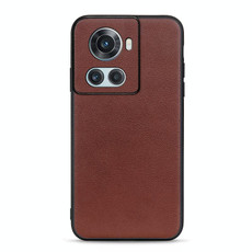 For OnePlus Ace Accurate Hole Lambskin Texture Genuine Leather Phone Case(Brown)