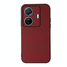 For vivo S15e Accurate Hole Carbon Fiber Texture PU Phone Case(Red)