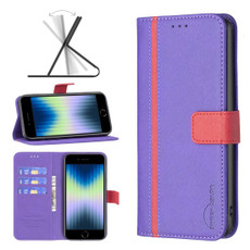 For iPhone SE 2022 / SE 2020 / 8 / 7 BF13 Color Matching Cross Texture Leather Phone Case(Purple)