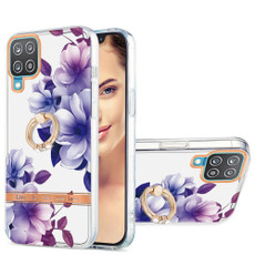 For Samsung Galaxy A12 Ring IMD Flowers TPU Phone Case(Purple Begonia)